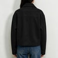 thumbnail image 5 of Xinoom Women's Faux Suede Zip Up Work Jacket, Point Collar Long Sleeve Boxy Cropped Utility Coat with Side Pockets, Casual Fall Outerwear Black,L, 5 of 8