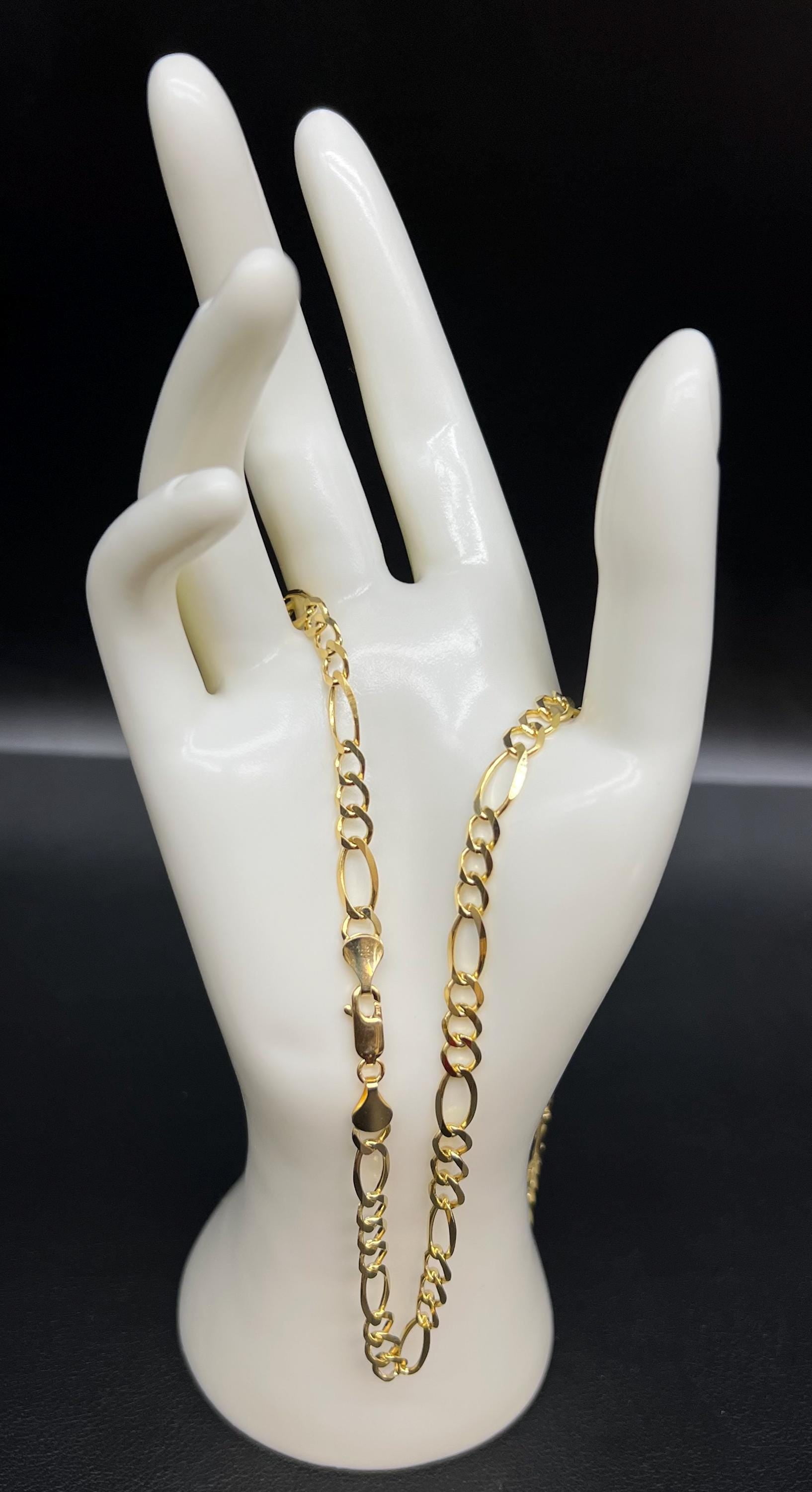 10K Real SOLID Gold Figaro Chain Necklace, 1 mm - 6 mm Figaro chain, 10k Link Chain, SOLID 10k Gold Chain, Gold Figaro Chain, Men Women (Width:2.2 MM; Necklace length:20;)