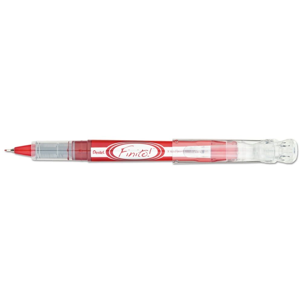 Pentel Finito! Porous Point Pen, .4mm, Red/Silver Barrel, Red Ink