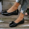 thumbnail image 6 of KEGIRLOM Women's Fashionable Casual Solid Color Round Toe Bow Comfortable Wedge Heels Black Size 9, 6 of 9