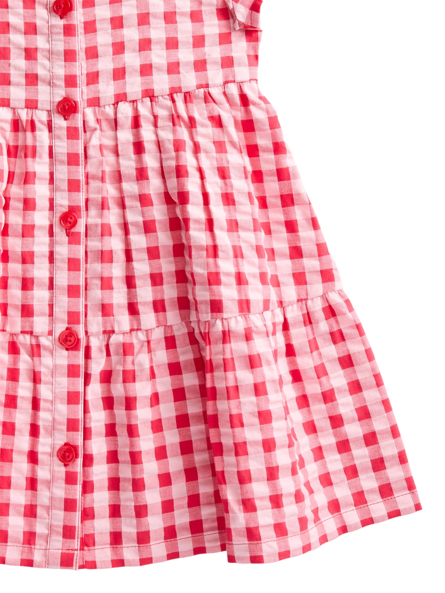 Wonder Nation Toddler Girls Cotton Seersucker Gingham Tiered Dress, Sizes 12M-5T