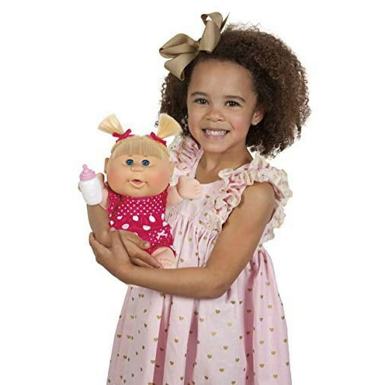 strapless open back dress Cabbage Patch Kids Flower Girl, Pink Dress, White Hat & Blond Hair –  geekedouttoys