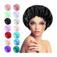 thumbnail image 2 of Shower Cap for Long Hair 1 Pack, Waterproof Washable Hair Caps for Women and Girls, 2 of 5