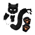 thumbnail image 2 of Conjunto de máscara y cola, lindo disfraz de Halloween, conjunto de guantes de cola de animal para Negro, 2 of 9