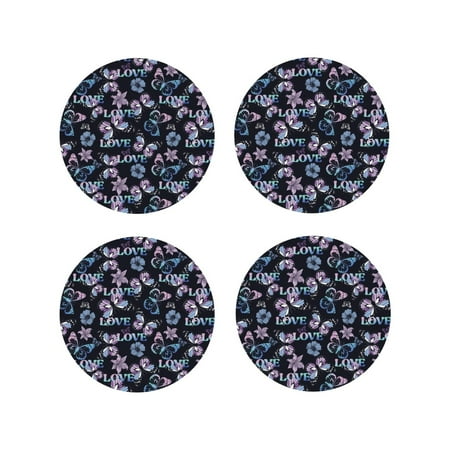 

Tideii Love Butterflies for Leather Coasters 4 Pieces Anti-fouling and Anti-scalding Decorative Coasters Suitable for Restaurants Kitchens Coffee Shops-Round Shape