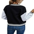 thumbnail image 5 of Femmes Varsity Baseball Jacket Uniforme Pull à Capuche Sport Sweat-Shirt Manteau, 5 of 5