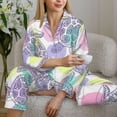 thumbnail image 6 of Fotbe Sea Turtles Pattern Long Sleeve Pajama Set for Women,Sleepwear Set,2-piece Loungewear Set,Soft PJs Comfy Nightwear with Pockets -Small, 6 of 7