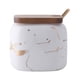 thumbnail image 1 of Ounissouiy Juego de tarros de especias de cerámica nórdica para condimentos, caja de almacenamiento de cocina para pimienta, tapa de madera Cocina y Comedor Blanco/ sencillo, 1 of 6