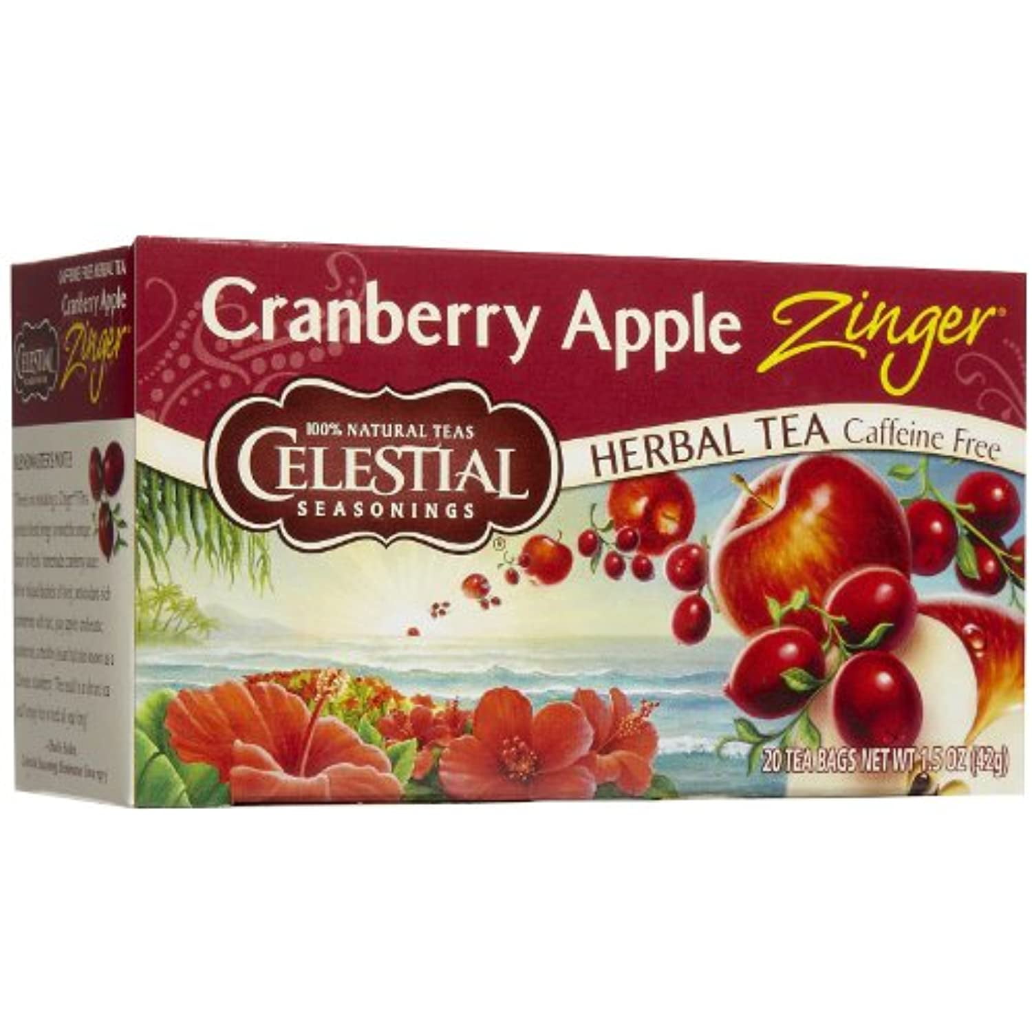 Celestial Seasonings Cranberry Apple Zinger Tea Bags 20 Ct 6 Pk