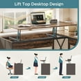 thumbnail image 4 of Bestier 55 inch L-Shaped Lift Top Desk with Storage, Sit to Stand Computer Desk with Monitor Stand & File Drawer in Rustic Brown, 4 of 11