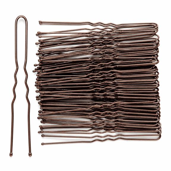Grovevia 7cm Hair Pins for Buns, 50pcs Bobby Pins Brown Hair, U Shaped Hair Pins for Women Girls, Hair Grips for Thick Hair, Hair Styling Accessories for Wedding Salon Home Use (Brown, 2.76 inch)
