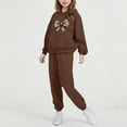 thumbnail image 4 of NAISIBABY Girls Hooded Sweatshirt and Jogger Pants Sets, Leopard Graphic Bow Fall Activewear Outfit 2-Piece Brown 2T, 4 of 6