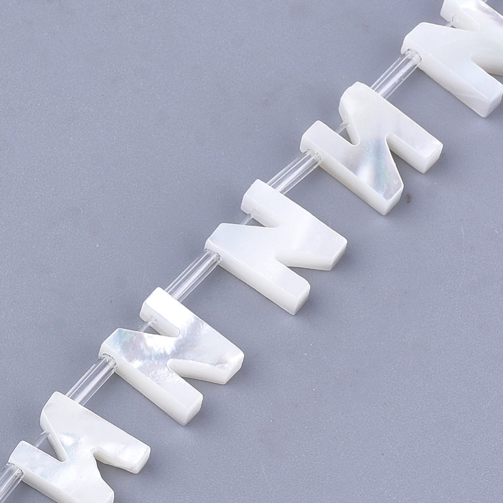 50 pc Natural Sea Shell Beads White Shell Mother of Pearl Shell Top Drilled Beads Letter.N 10x2.5~11.5x3mm Hole: 0.8mmDIY