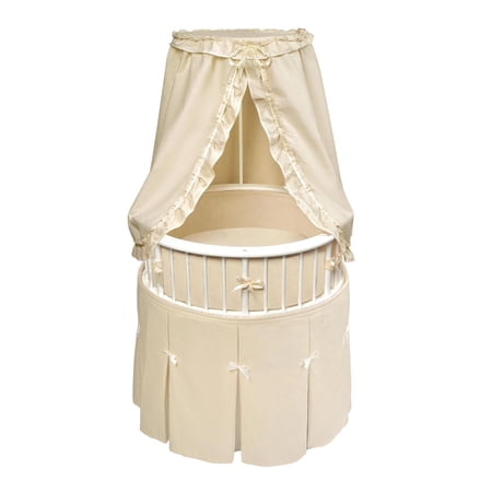 Badger Basket - Elegance Bassinet, White With Ecru Waffle Bedding