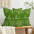 thumbnail image 4 of Danhjin St Patricks Day Pillow Covers Velvet, Green Trefoil Print for Sofa Cushion, 4 of 5