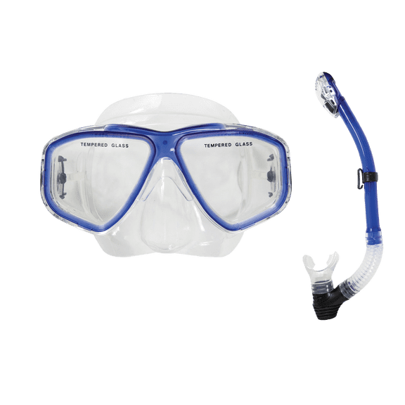 XS Scuba OceanWays Caribbean Mask & Dry Snorkel Combo – Tempered Glass Snorkeling Set