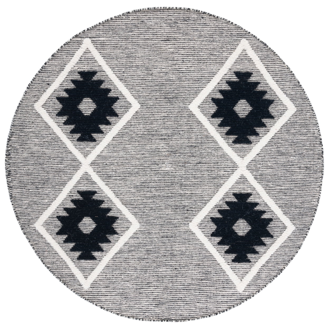 SAFAVIEH Vermont Yolonda Geometric Area Rug, Black/Ivory, 6' x 6' Round