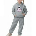 thumbnail image 2 of SYMOID Boys Gray Ghost Print Hoodie and Joggers Set, 2-Piece Fleece Tracksuit, Soft Tops & Hall-oween Costume Playwear for Kids,Size 3 T, 2 of 5