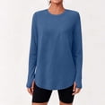 thumbnail image 6 of Aezemi Women's Workout Tops Long Sleeve Soft Flowy Round Neck Shirts Curved Hem Quick Dry Comfy Sports Shirts for Hiking Running S, 6 of 8