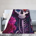 thumbnail image 2 of XMXY Fleece Throw Blanket for Couch, Halloween Sugar Skull Lightweight Plush Fuzzy Cozy Soft Bed Blankets and Throws for Sofa, 80"x60" inches, 2 of 8