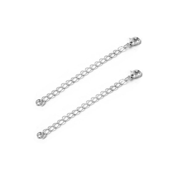 Coolcrystals Silver Plated 3 Inch Chain Extender, 2 Piece