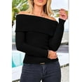 thumbnail image 4 of PRETTYGARDEN Women's Fall Off Shoulder Sweaters Y2K Long Sleeve Ribbed Knit Fitted Pullover Winter Date Night Tops Blouse, 4 of 8
