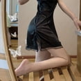 thumbnail image 3 of Camisón de verano sexy con tirantes de encaje, pijama de seda fina sin espalda para mujer, 3 of 6