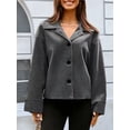 thumbnail image 4 of Women Cropped Trench Coat Wool Blend Pea Coat Short Jacket Casual Loose Long Sleeve Button Down Winter Outerwear Gray XL, 4 of 7