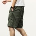 thumbnail image 5 of CHEEREAM Mens Casual Summer Shorts with Drawstring Elastic Waist Slim Skinny Fit Flat Front Twill Cotton Army Green 3XL, 5 of 8