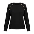 thumbnail image 5 of cocolona Long Sleeve Tops for Women Crew Neck Solid Color Basic Tee Decorative Button Casual Fall Outfits, 5 of 6