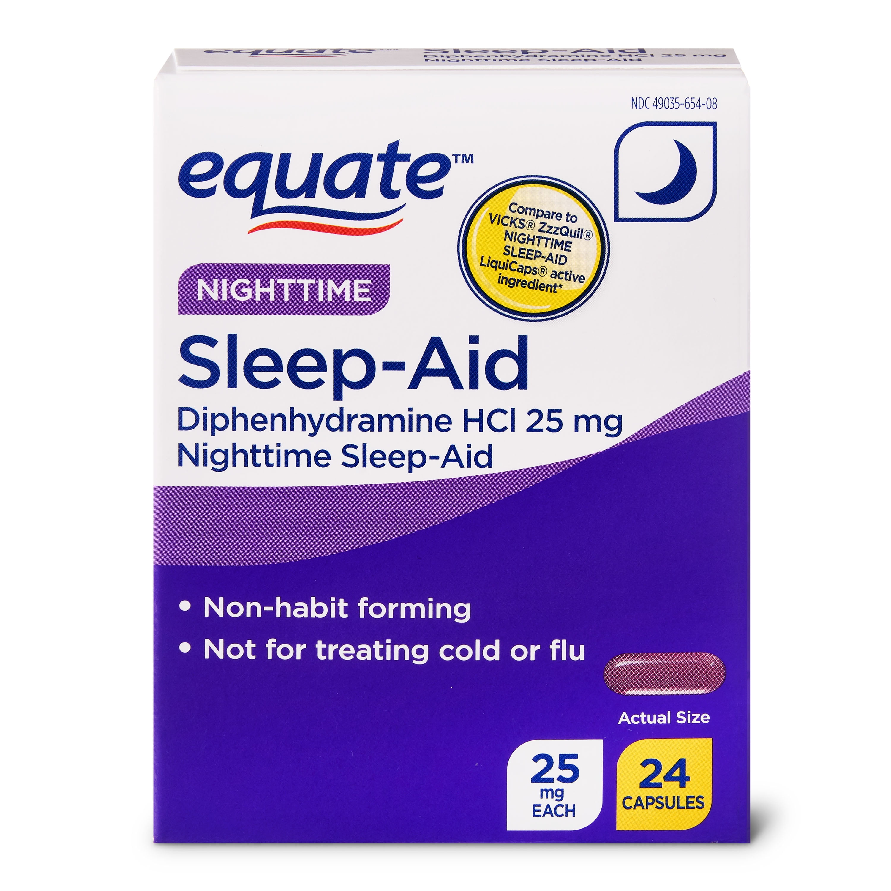Equate Diphenhydramine Hci Nighttime Sleep Aid Caplets 25 Mg 365