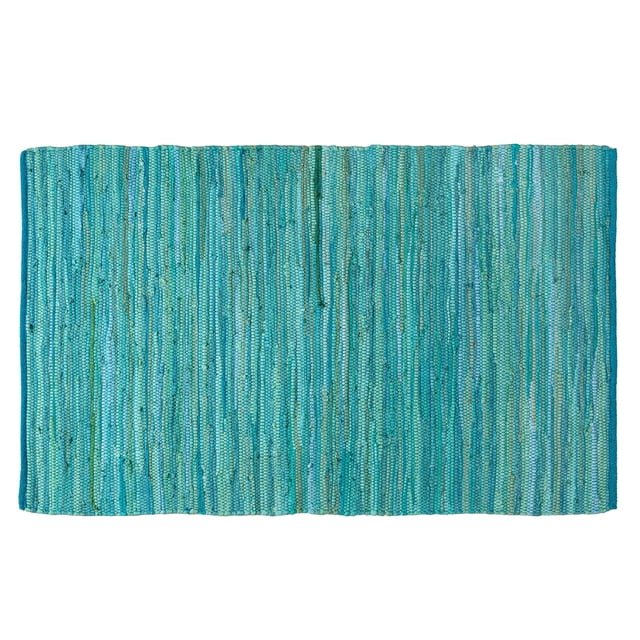 Alfombra Chindi de algodón Ramanta Home, 91 x 152 cm, color verde azulado