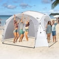 thumbnail image 4 of UNP Easy Beach Tent Pop Up Canopy UPF50+ Tent with Side Wall, Ground Pegs, and Stability Poles, Sun Shelter Rainproof, Waterproof for Camping Trips, Backyard Fun, Party Or Picnics (10x10 ft, White), 4 of 9