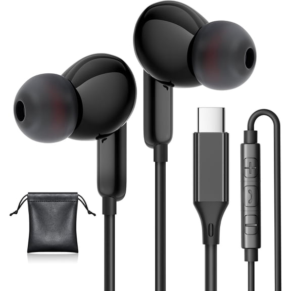 USB C Headphones, Type C Earphones for Samsung S25/ S24 Plus/ S24 Ultra Wired Earbuds with Microphone Volume Stereo in-Ear Control Earphone Compatible for Samsung S23 S22 S21 A54 iPhone 15/16 Pro Max