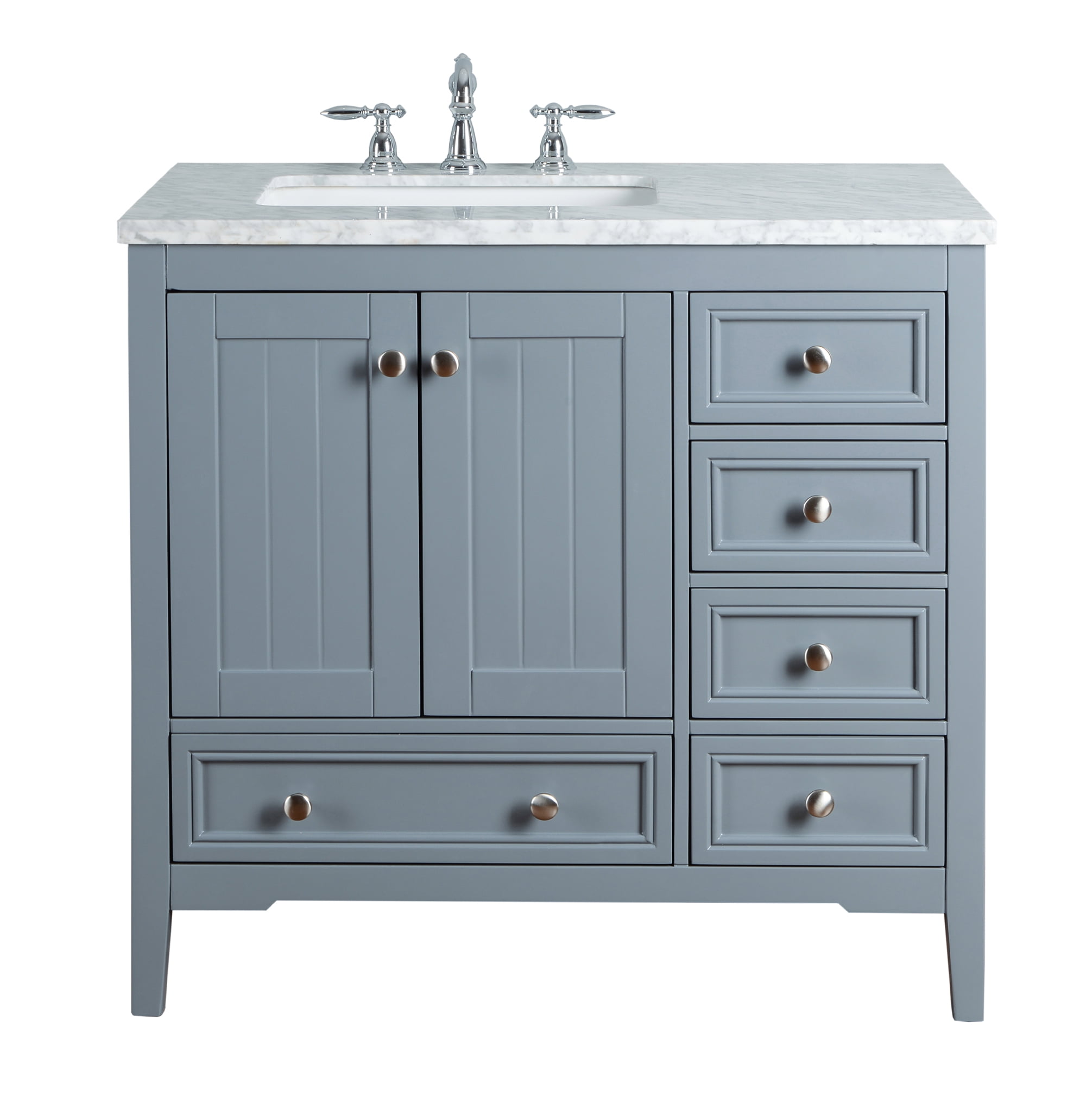 Stufurhome New Yorker 36 Inches Grey Single Sink Bathroom Vanity