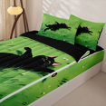 thumbnail image 2 of Manfei Cartoon Black Cat Zipper Twin Comforter Sets with Fitted Sheet and 2 Pillowcases, Grass Meadow Zipper Bedding Set, Green, Black Reversible, 4-Piece, 2 of 7