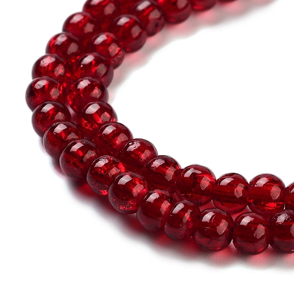 20Strand Crackle Glass Beads Strands Round Dark Red 4mm Hole: 1.1~1.3mm about 200pcs/strand 31.4 inch