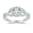 thumbnail image 5 of Solid 14k White Gold Round Cut Infinity Twist Halo Solitaire Engagement Ring CZ Cubic Zirconia (1.50cttw., 1.0ct. Center) , Size 10, 5 of 7