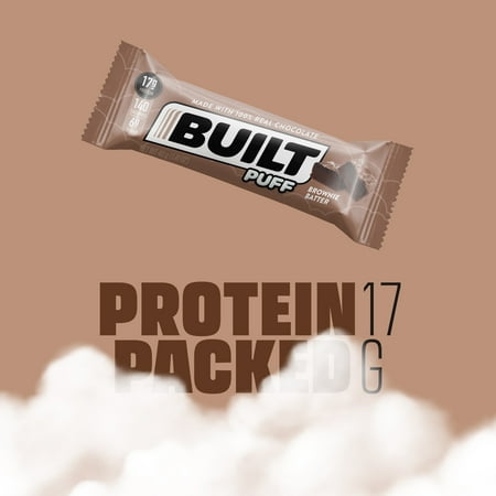 BUILT Puff Protein Bar, Gluten Free, Low Sugar, Brownie Batter, 12 Ct Box