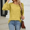 thumbnail image 2 of Women's Long Sleeve Pleated T-Shirt Casual Crew Neck Loose Fit Lightweight Fall Fashion Top Comfortable Everyday Outfit, 2 of 2