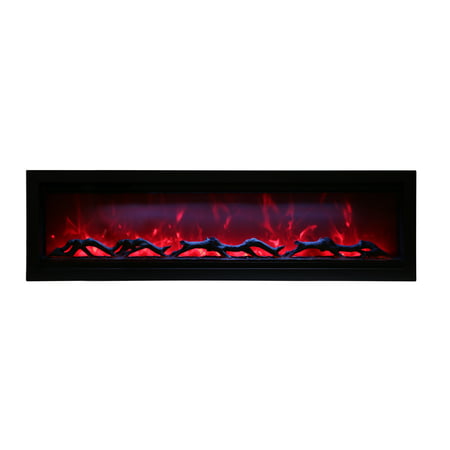 Amantii Clean Face Built-In Electric Fireplace with Media and Black Steel Surround, (Best Way To Clean Brick Fireplace)