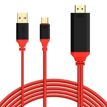 Hdmi Adapter Use EEEKit 6ft 2 in 1 USB Type C to HDMI Cable with USB Charging Port Cable Adapter for Samsung Galaxy Note9/8, Samsung Galaxy S9/S9 Plus/S8/S8 Plus, LG G7/G6/V40 Oneplus 6T/6 ()
