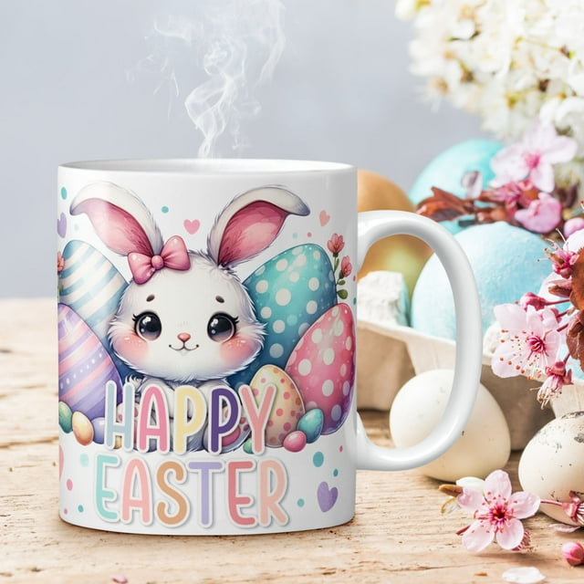EGNMCR Cups Easter Rabbit Ceramic Coffee Mark Cup Home Applicable Cup a cup