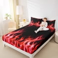 thumbnail image 4 of jejeloiu Red Black Flame Queen Sheet Sets,3D Fire Flat Sheet,Cool Flames Queen Fitted Sheet For Boys,Breathable Bedroom Decorative,4 Pieces, 4 of 7