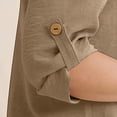 thumbnail image 7 of Women's 2 Piece Lounge Set, 3/4 Sleeve V Neck Casual Top and Wide Leg Pants, Soft Material Matching Outfit for Daily Wear, Beach Travel and Relaxation-Khaki, 7 of 7