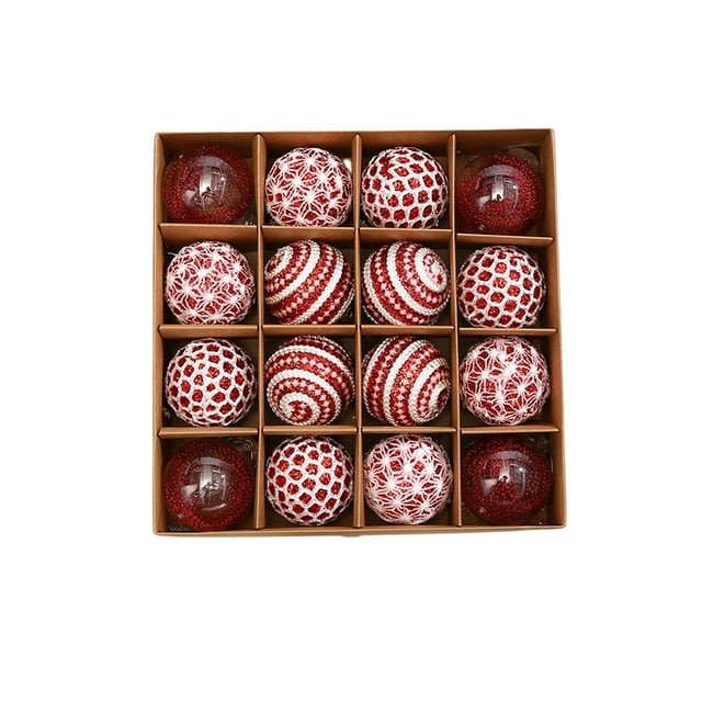 Staron Christmas Ornaments Sets, Red Christmas Tree Ornaments, 2.36 Inch Large Shatterproof Christmas Ball Ornaments for Christmas Tree Decorations, 16 Count