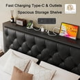 thumbnail image 3 of iPormis Queen Bed Frame with Storage Drawer, Metal Platform Bed with Charging Station, Upholstered Faux Leather Button Tufted Storage Headboard, No Box Spring Needed, Noise-Free, Easy Assembly, Black, 3 of 8