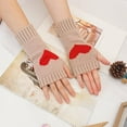 thumbnail image 4 of 2 Pairs Heart Fingerless Knit Gloves Thumb Hole Soft Hand Warmers Knitting Wrist Warmer Gloves Mittens for Women Unisex Typing Driving Gift Supplies Colorful, 4 of 5