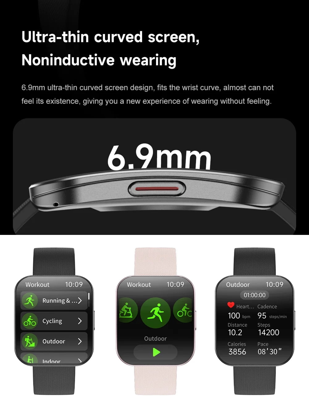 1.85-inch Curved Screen Smart Watch Bluetooth Call Message Notification