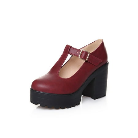

UKAP Women s Mary Jane Shoes Ankle Strap Chunky Heels Round Toe Pumps Fashion Sandals